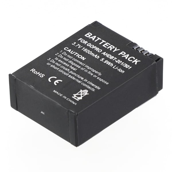 Batteri for GoPro Hero 3 kamera 3,7V 1600mAh AHDBT-201/301 erstatningsbatteri