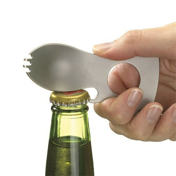 Monitoimityökalu Camping Spoon Fork Pullonavaaja Kiintoavain karbiinihaarukka