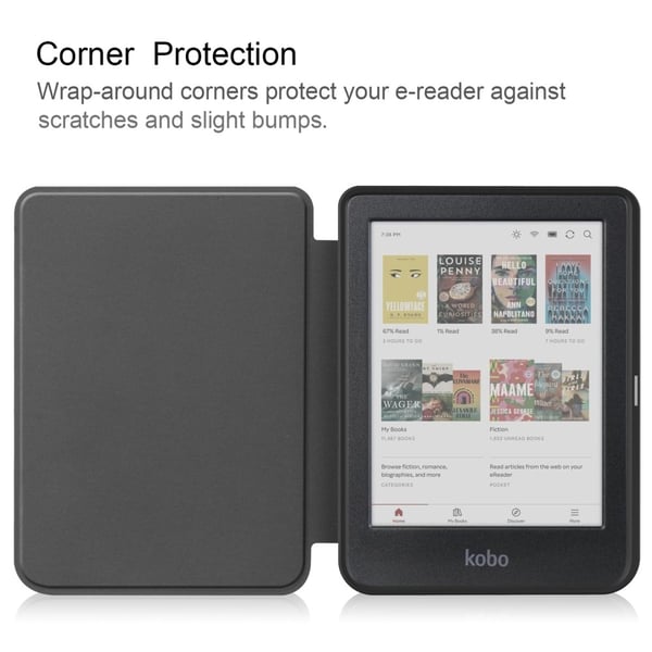 For Kobo Clara Colour / Clara BW Etui PU Læder + TPU E-Reader Cover - Sort