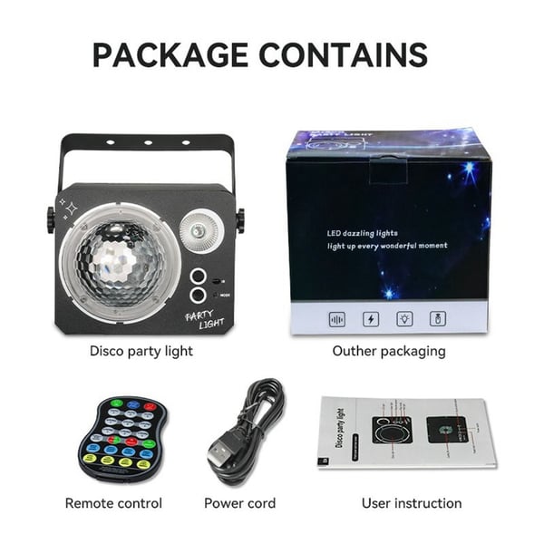 Roterende Magic Ball Laser Light RGB LED Strobe Lydaktivert projektorlampe