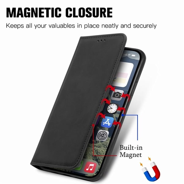 For iPhone 17e / 16e deksel med kortholder magnetisk absorberende telefondeksel - Svart