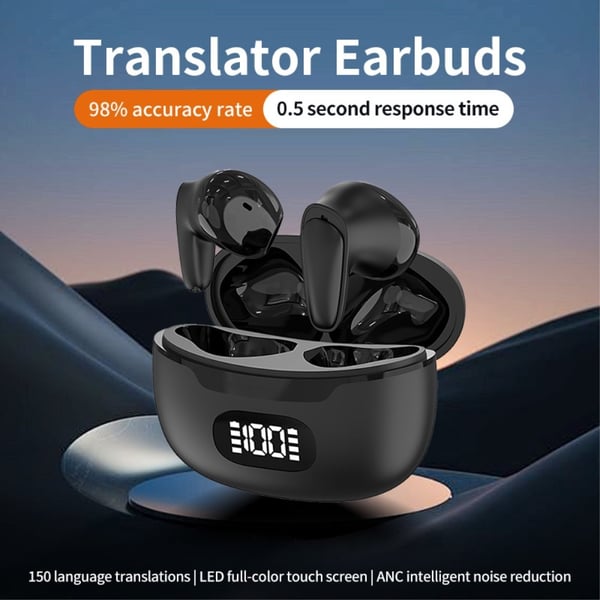 150 språk Oversetter Smart Voice Bluetooth In Ear-hodetelefoner - Hvit