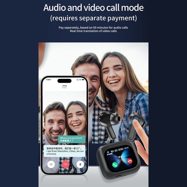 Oversetter 150 Språk Oversettelse Smart Voice Bluetooth In Ear-hodetelefoner - Svart