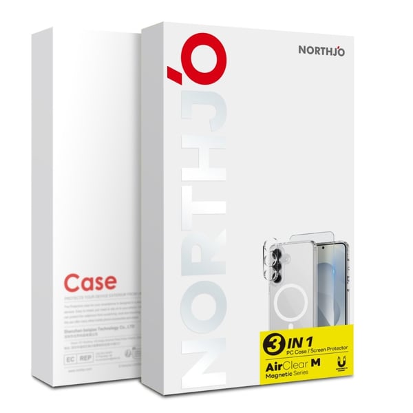 NORTHJO for Samsung Galaxy S25 TPU-deksel + Herdet glassfilm + Kameralinsebeskytter