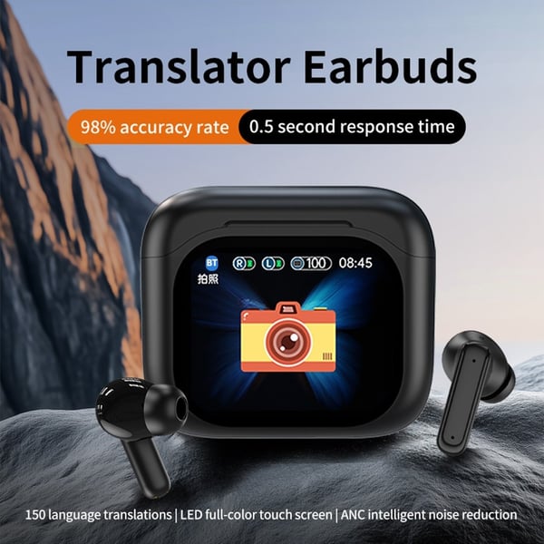 Oversetter 150 Språk Oversettelse Smart Voice Bluetooth In Ear-hodetelefoner - Hvit