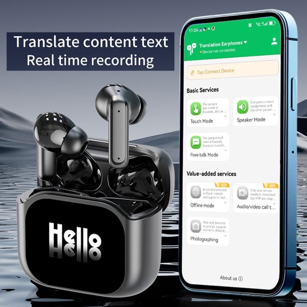 Oversetter 150 Språk Oversettelse Smart Voice Bluetooth In Ear-hodetelefoner - Hvit