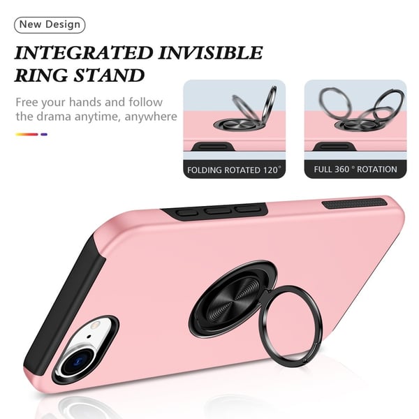 Til iPhone 17e / 16e Finger Ring Kickstand Hybrid Taske