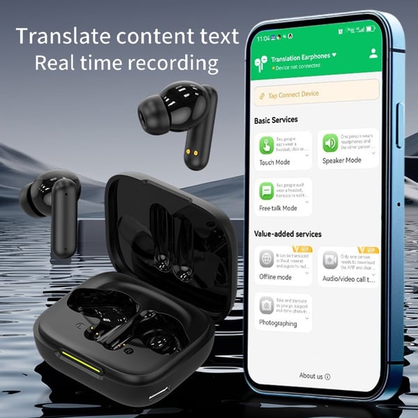 B19 150 språk oversettelse oversetter smart stemme Bluetooth in-ear hodetelefoner hvit