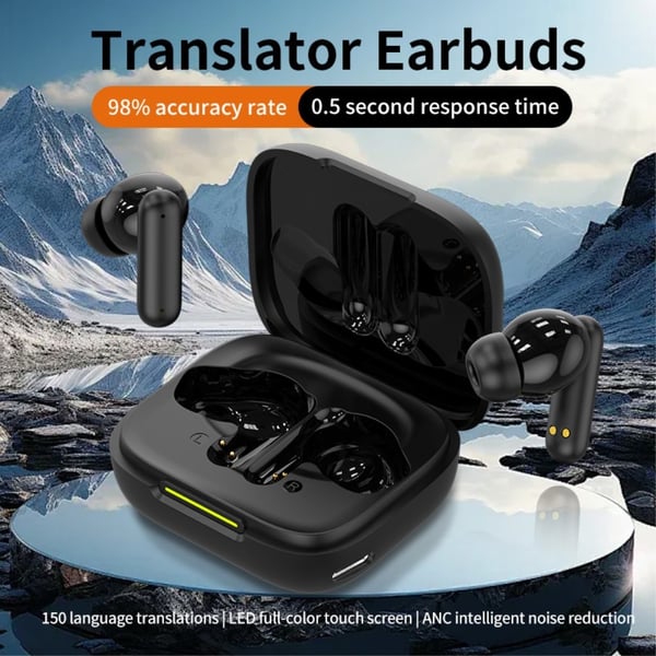 B19 150 språk oversettelse oversetter smart stemme Bluetooth in-ear hodetelefoner hvit