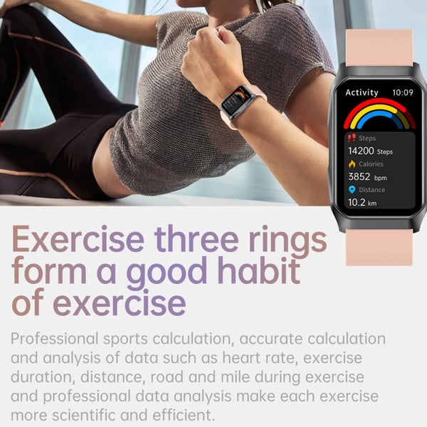 Smartwatch med opkald Bluetooth-sundhedsmåler Fitnesstracker Smartwatch - Sort