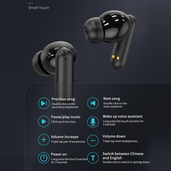 B19 150 språk oversettelse oversetter smart stemme Bluetooth in-ear hodetelefoner