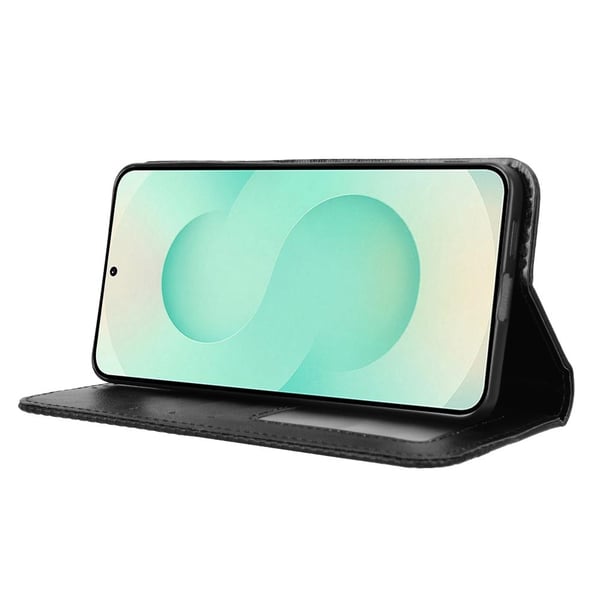 Til Samsung Galaxy S25 Edge Stand Phone Case Fuld Protection Pung Cover - Sort