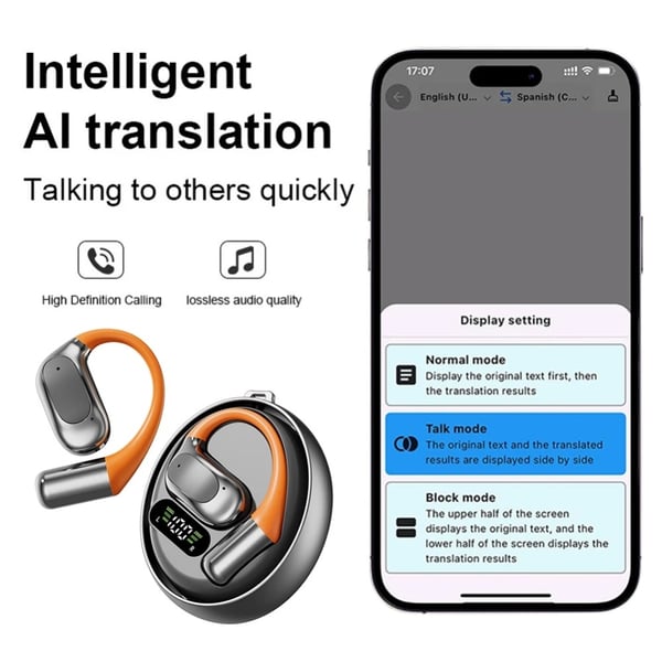 144 Språk Oversettelse Oversetter Smart Oversetter Headset Bluetooth Sanntid - Svart