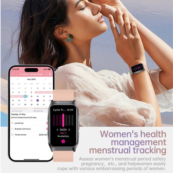 Smartklokke med Bluetooth-samtale Helsemonitor Fitnesstracker Smartklokke - Rød
