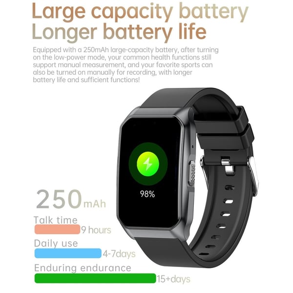 Smartklokke med Bluetooth-samtale Helsemonitor Fitnesstracker Smartklokke - Rød