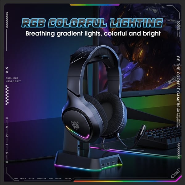 ONIKUMA PC Gaming Headset LED Kablede Over-Ear Hodetelefoner med Mikrofon