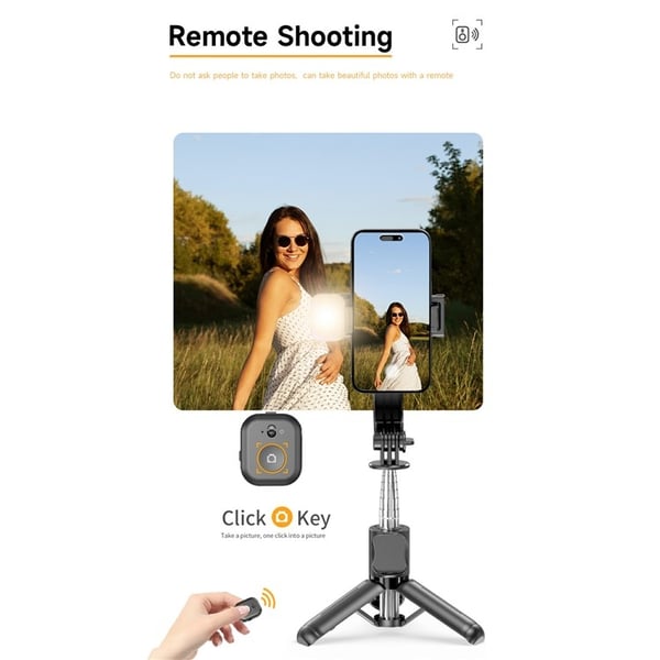 Selfie Stick Justerbart Stativ Bluetooth Selfiepinne Utdragbart med Fill Light