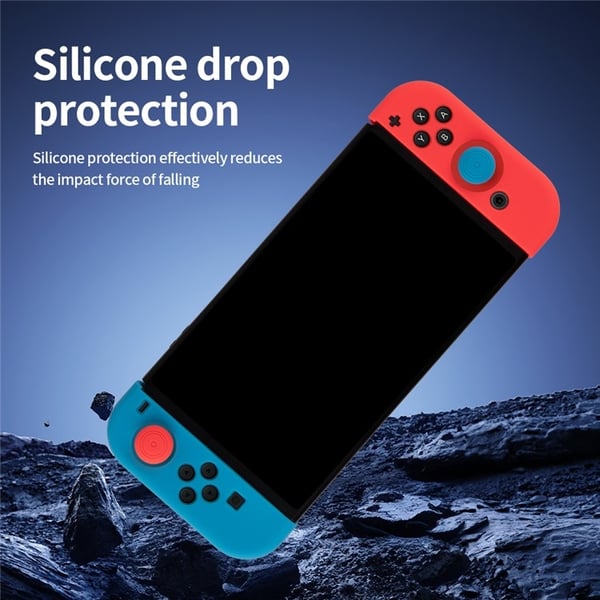 Silikondeksel kompatibelt med Nintendo Switch + tommelgrepsbeskytter - Svart