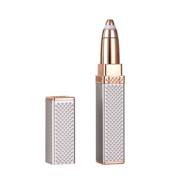 2-i-1 barbermaskin trimmer øyenbryn ansiktshårfjerner leppestiftformet LED-lys Rose Gold