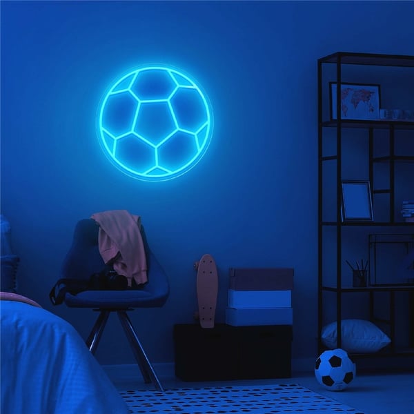 LED-fotballskilt med neonmotiv, USB-drevet sportsstemningslampe, 32x32cm