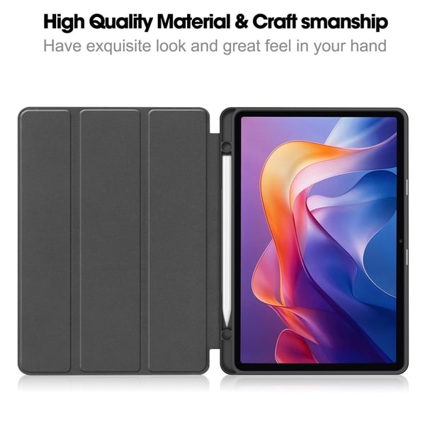 For Xiaomi Redmi Pad 2 Stativdeksel Støtabsorberende Nettbrettdeksel med Pennholder - Svart