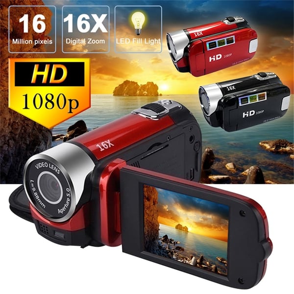 16 MP HD 1080P videokamera 16X zoom digitalkamera Night Vision Anti-Shake - Rød
