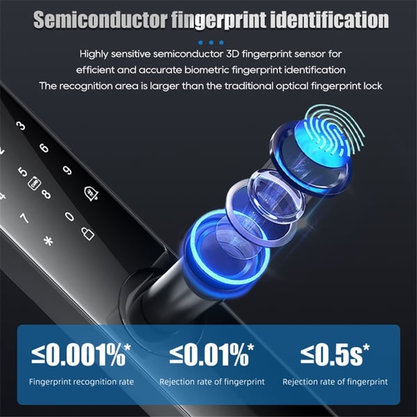 Lås Tuya Smart Elektronisk Dørlås Fingeravtrykk Passord - 16 cm Låsehus