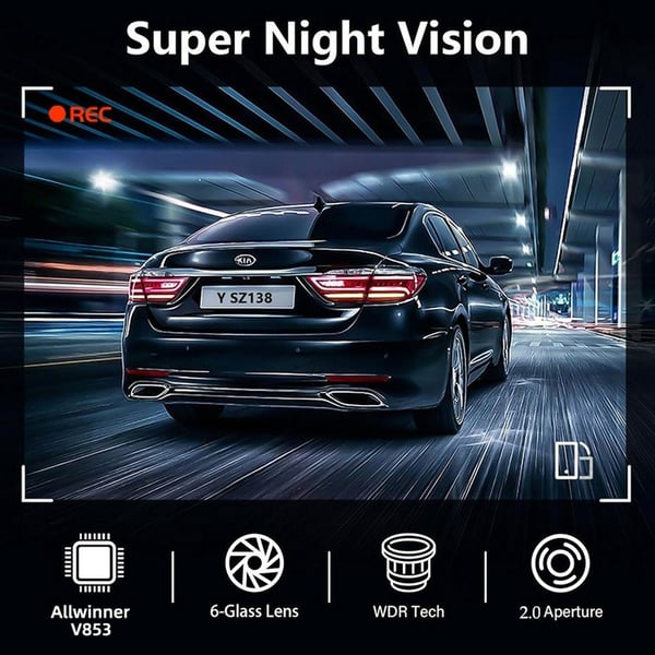 4K front 2K bagpå bil dashcam 3" dobbeltlinse WiFi smartphone-forbindelse