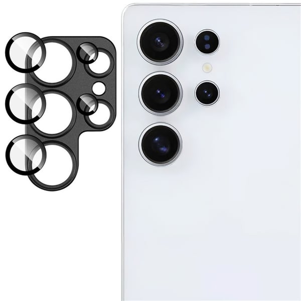IMAK For Samsung Galaxy S25 Ultra Herdet Glass Kameralinsefilm Metall Linsebeskyttelse + Herdet Glass Linsebeskytter - Svart