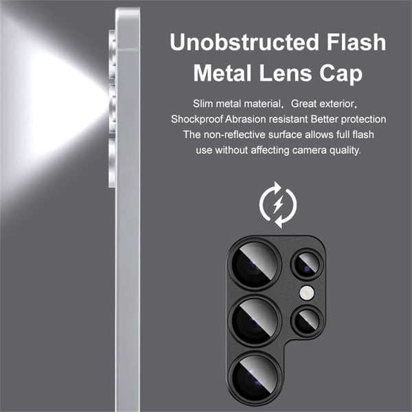 IMAK For Samsung Galaxy S25 Ultra Herdet Glass Kameralinsefilm Metall Linsebeskyttelse + Herdet Glass Linsebeskytter - Svart