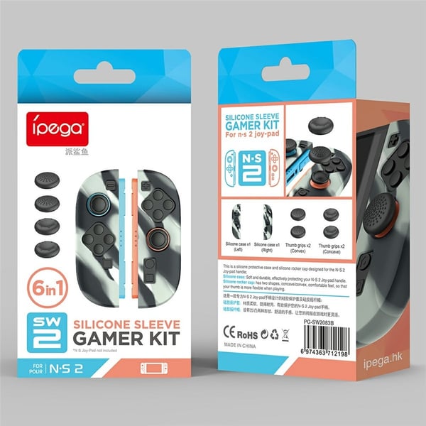 1 par kompatibel med Nintendo Switch 2 deksel med 4 hetter Svart-grå