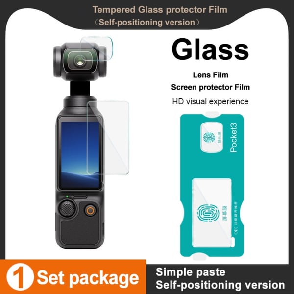 IMAK For DJI Osmo Pocket 3 Herdet Glass Skjermbeskytter + Linsefilmsett med Selvposisjoneringsramme