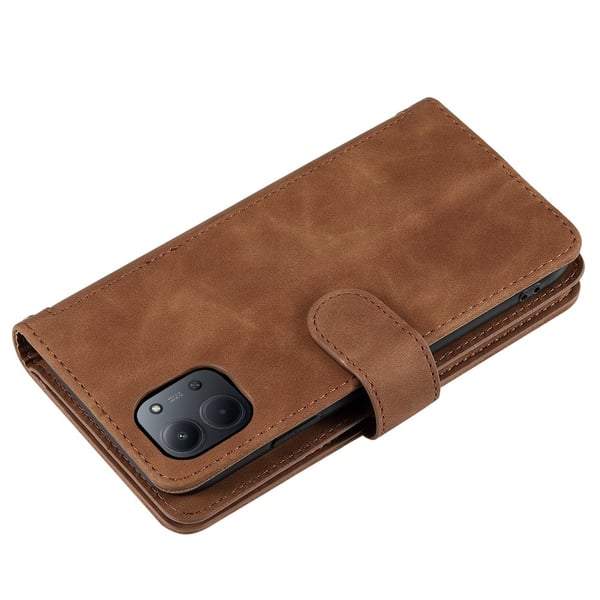 Til Xiaomi Redmi 15C Deksel med Glidelås og 9 Kortspor - Brun