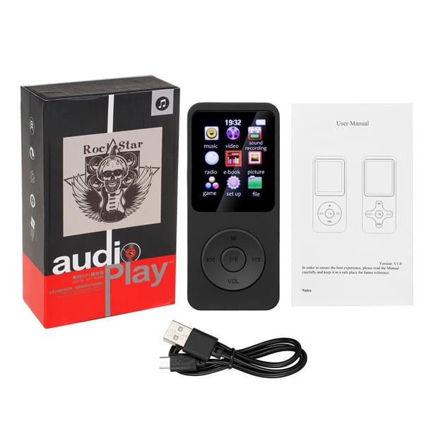 T1 1,8" skærm MP4 musikafspiller Bluetooth E-bog FM-radio (inkl. 64 GB hukommelseskort)