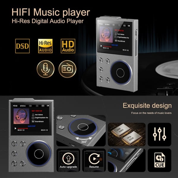T10 2,4" skjerm HiFi musikkspiller stemmeopptaker Bluetooth FM-radio 16 GB lagringsplass