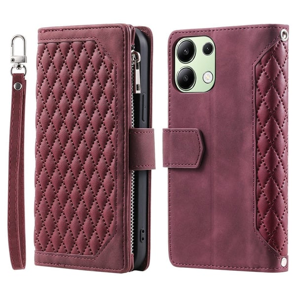 Til Xiaomi Redmi 15C Zipper Wallet Case Rhombus Telefoncover