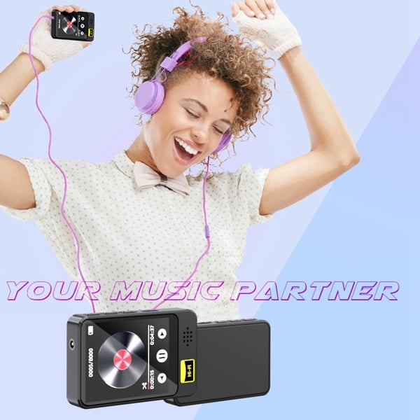 1,77" berøringsskjerm MP4-spiller Bluetooth-radio E-bokleser Stemmeopptaker inkl. 64 GB