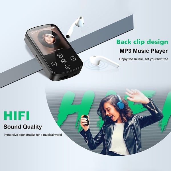 1,54" berøringsskjerm MP4-spiller Bluetooth FM-radio E-bokleser Stemmeopptaker + 64 GB