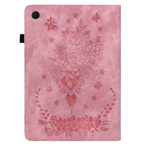 Til Samsung Galaxy Tab A11 Deksel Med Roseblomst Preging - Rosa