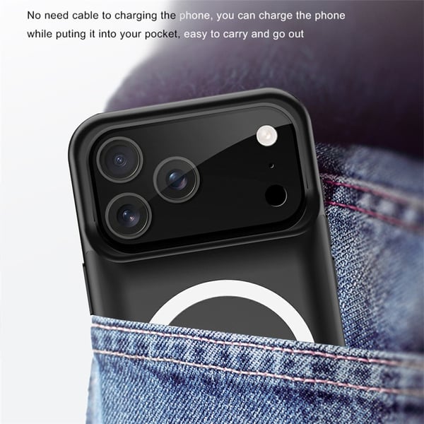 For iPhone 17 Pro 6000mAh oppladbart batterideksel Ladetui Powerbank