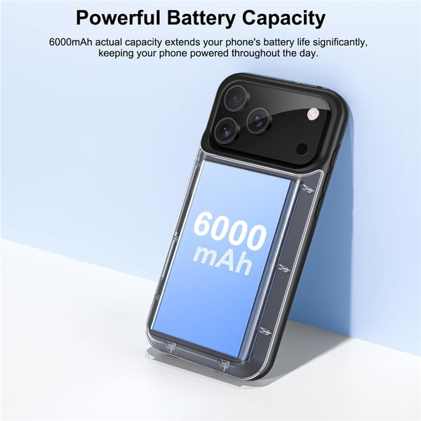 For iPhone 17 Pro 6000mAh oppladbart batterideksel Ladetui Powerbank