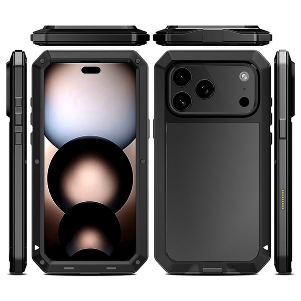 Kraftig robust hybrid-deksel+herdet glass til iPhone 17 Pro