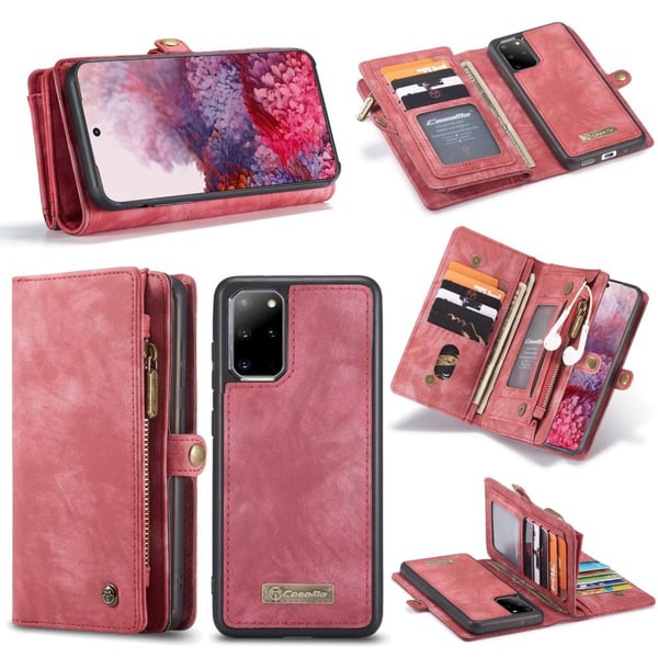 CASEME Samsung Galaxy S20 Plus Retro Lær Lommebok - deksel - Rød