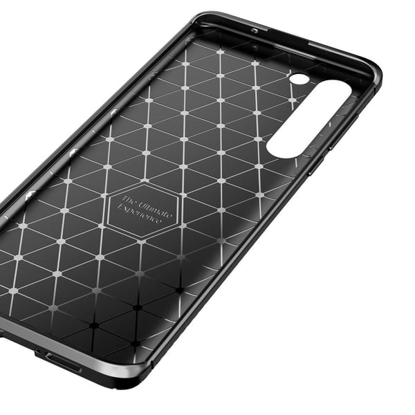 Kulfiber Anti-fald Blødt TPU Cover til Motorola Edge - Sort