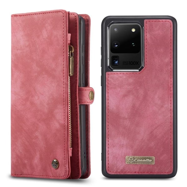 CASEME Samsung Galaxy S20 Ultra Retro Lær Lommebok - deksel - Rød