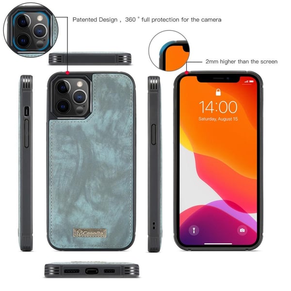 CASEME iPhone 12/iPhone 12 Pro Retro Lommebok - deksel - Grønn