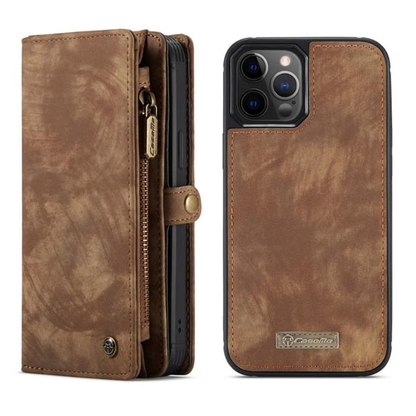 CASEME iPhone 12/iPhone 12 Pro 2 - i - 1 tegnebog Telefonskal Brun