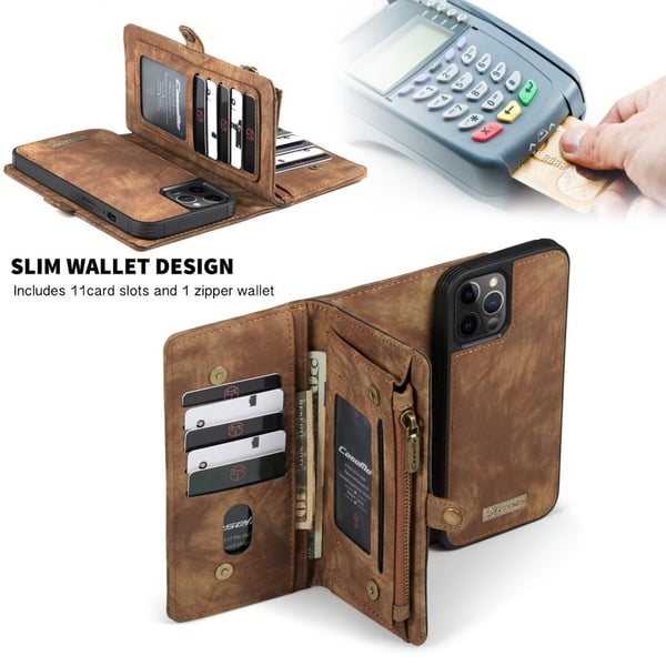 CASEME iPhone 12/iPhone 12 Pro Retro Lommebok - deksel - Brun