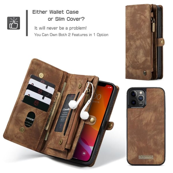 CASEME iPhone 12/iPhone 12 Pro Retro Lommebok - deksel - Brun