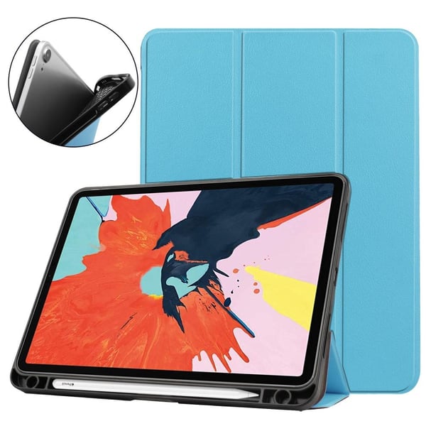Apple iPad Air (2020) (2022) Kolminkertainen jalusta tablettikotelo - vaaleansininen